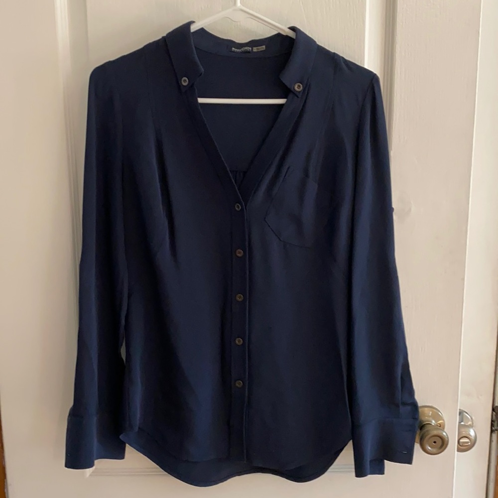 Navy Magaschoni silk blouse